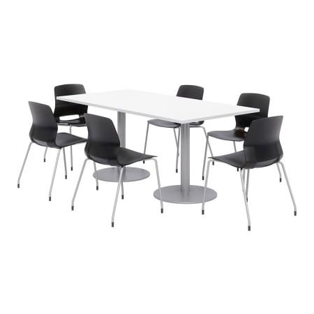 Kfi KFI Table & Chair Set, 72"Lx36"W, White Table With Black Chairs OLTFL3672RA-B1922-SL-D354-OL2700-P10